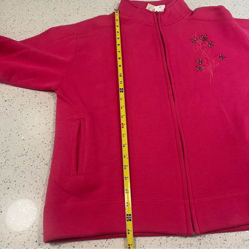 NWT Vintage ARTISANS Pink Full-Zip Jacket with Embroidered Floral Design | XL - Picture 5 of 15